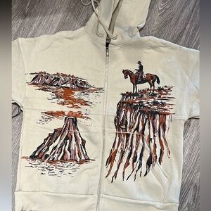 Spirit Jersey Unisex Painted Western Road to Nowhere Hoodie Pockets Size Small